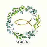  Gästebuch: Für Taufe · Konfirmation · Kommunion – Fisch in Eukalyptus Kranz – Zum Eintragen von Glückwünschen