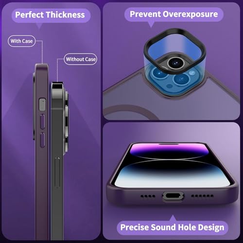 Image of iPhone 14 pro Magsafe Hard Back Case | Matte Design & 360 Protection | Military-Grade Apple iPhone 14 pro Cover | Strong Magnet Back - Purple