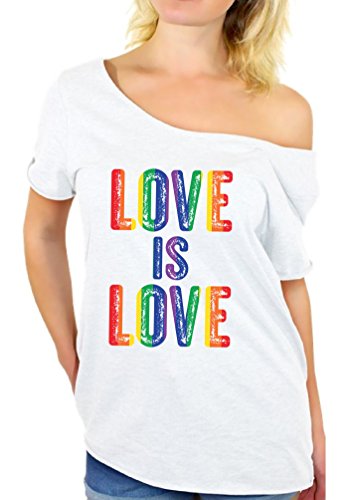 Awkward Styles Love is Love Off Shoulder Shirt Women's Gay Pride Baggy Shirt
