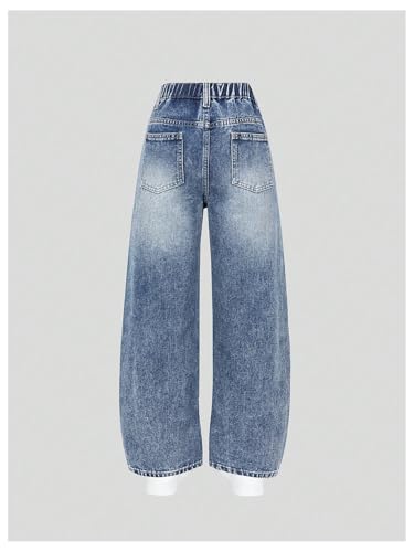 Girl's Y2k Bow Print Baggy Jeans Wide Leg High Waisted Denim Pants2