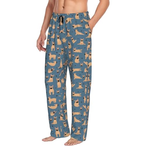 Vosery Mens Pajama Pants Bottoms With Pockets- French Bulldog Yoga Soft Men Lounge Pants, Comfy Mens Pj Pants