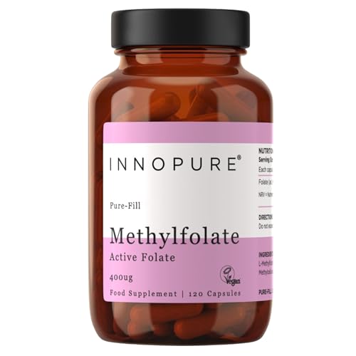 INNOPURE L-Methylfolate Folate 400mcg (No Fillers or Binders) Pure-Fill Supplement 120 Vegan Capsules