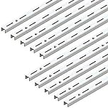 Emuca - Single Slot Wall Rail (Grid Dimension: 50mm), Profile for Shelf Brackets, White, L 1000mm, Set of 10 Pieces