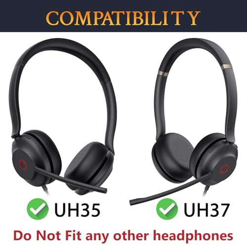 Almohadillas de repuesto SOULWIT para auriculares Yealink UH35/UH37 USB, cojines de cuero proteico suave con espuma de alta densidad - Negro miniatura 2