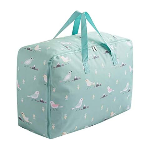 Waterproof Under-bed Storage Bag, Foldable Bedding Organizer Home Moving Large Capacity for Quilt Blanket Duvet Sheet Pillow Seasonal Clothes-Green Cover