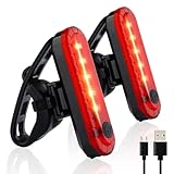 Bike Tail Light Rechargeable 2 Pack, Rear Red Bike Light for Night Riding, Back Bicycle Taillights with Great Battery Life, Easy to Install On...