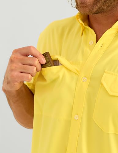 Image of HUK Men's Tide Point Kc Scott Original Artwork Short Sleeve Shirt, Fishing Button Down