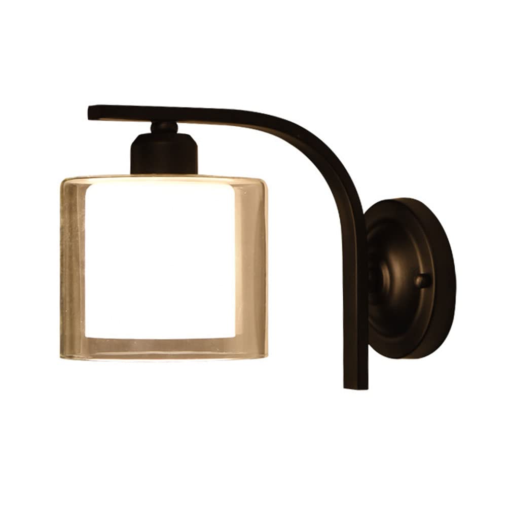 KBUUKYYXouy Modern Simplicity Wall Lamp Sconce Indoor Bedside Wall Light E27 Base Industrial Iron + Glass Bedroom Living Room Hotel Up and Down Indoor Night Bedside Wall Lighting Fixture