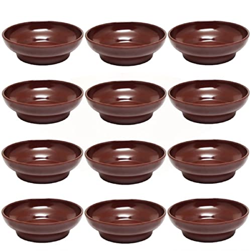 TrueCraftware- Set of 12 Salsa Dish 8 oz. Melamine Chocolate Color- Perfect for Salsa Guacamole Cheese Condiments Dipping Sauces Mexican Fiesta Serving Side Dish For Chip Dip Guac Pinch Condiments