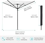 Sac de séchage de parapluies extérieures, 165ft Longue ligne de vêtements, 4 Armes 12 Lignes, réglable en hauteur, Cadre en acier avec Spike au sol, Parapluie rotative pliable pour jardin, noir