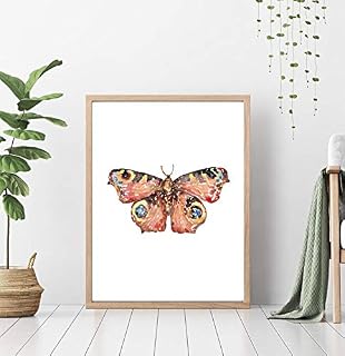 Butterfly Peacock Eye Admiral Insect Nursery Bug Poster Watercolor Painting Print Art Wall Nursery