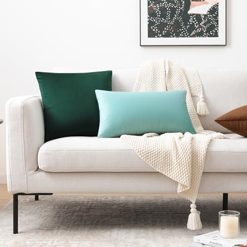 Image of Mixhug Set of 2 Cozy Velvet Square Decorative Throw Pillow Covers for Couch and Bed, Brown, 18 x 18 Inches