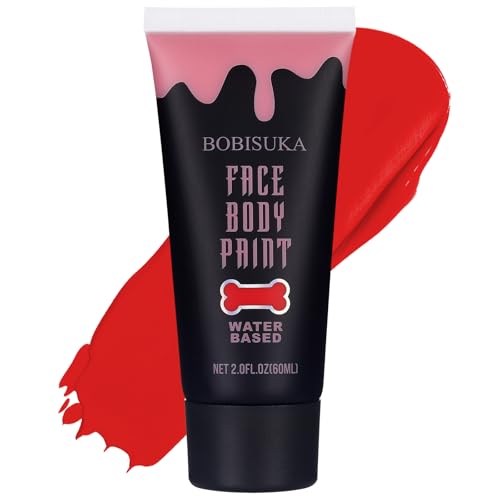 BOBISUKA Halloween pintura facial vermelha lavável - pinturas corporais para maquilhagem teatral, carnaval, festa, não tóxico resistente à água longa duração