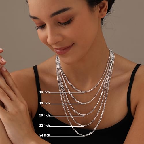LeCalla Solid 925 Sterling Silver Italian 3.5mm, 4mm Diamond-Cut Cuban Link Curb Chain Necklace for Men Women (16, 18, 20, 22, 24, 26 Inches), Made in Italy2