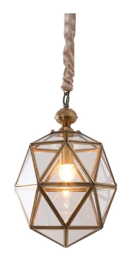 Suspension en verre clair et projecteur en cuivre haut de gamme