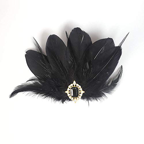 Pinza para cabello estilo años 20 con plumas negras y cristales miniatura 5