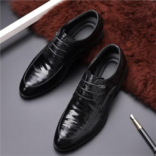 Leather Oxford Dress Shoes Men Classic Pointed Toe Brogue Lace Up Formal Business Wedding Comfortable Non Slip Durable2