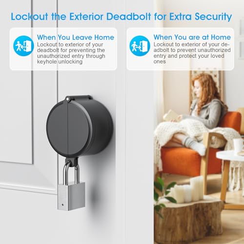 AST Round Deadbolt Lockout Device with Padlock and 3 Brass Keys, No Drill Install, Protect Keyhole, Toddler Proof Deadbolt Cover, Home Door Safety Reinforcement Lock, Matte Black with SS Padlock - Image 6