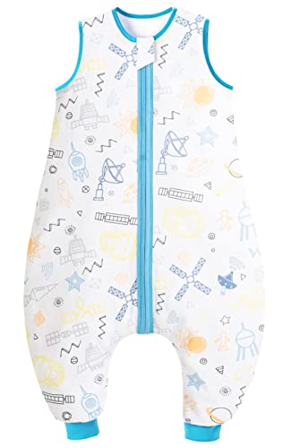 Chilsuessy Saco de dormir de verano con pies, 0,5 tog, 100% algodón, saco de dormir de verano para niños y niñas, molino de viento, 70 cm, altura del bebé 80-90 cm