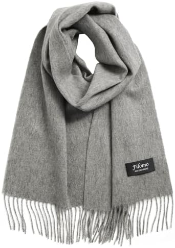 （09:30時点） [Filomo] カシミヤ マフラー 100% レディース メンズ 【24色展開で自分にもギフトにも】 (ライトグレー)