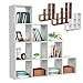 MIADOMODO® Treppenregal - Weiß/Braun, 6/10 Fächer, in 2 Größen, für Wohnzimmer, Stabil, Freistehend, Indoor, aus MDF-Platte - Stufenregal, Raumteiler Regal, Bücherregal, Standregal (Weiß, 10 Fächer)
