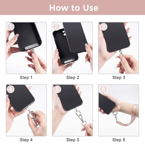 Zencjklixo Clip and Go Strap Cell Phone Pouch Lanyard Crossbody with Wallet Adjustable Leather Purse Strap Anti Theft Pu Wrist for Women Teacher with Id and Passport(Pink) — view 6
