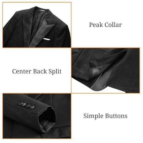 UNINUKOO Mens Tuxedo Suit Set 3 Piece Slim Fit One Button Formal Wedding Party Prom Suits for Men3