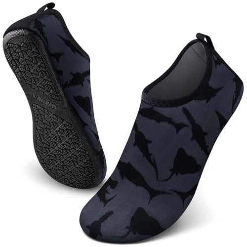 Image of SEEKWAY Water Shoes Quick-Dry Aqua Socks Barefoot Slip-on for Beach Pool Swim River Yoga Lake Surf Women Men Black SK001