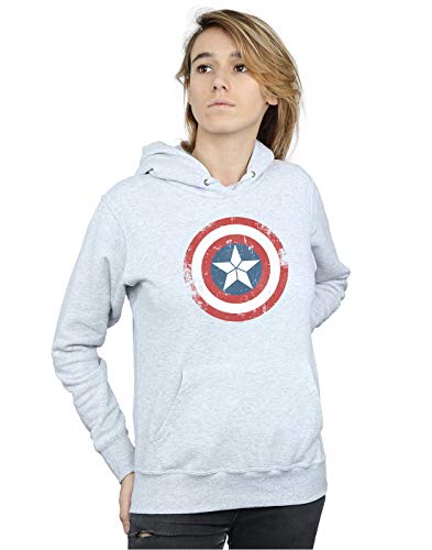 Marvel Women's Captain America Civil War Distressed Shield Hoodie Sport Grey XX-Large
