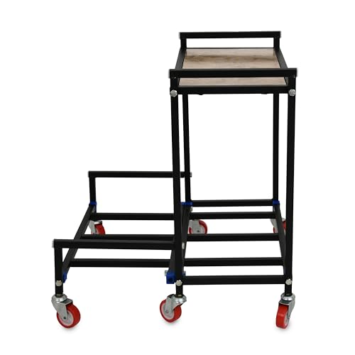 Image of NEOSTAR 2-Tier Wooden Top Metal UPS Stand /Trolley for Two Batteries and Inverter for Home and Office I Load Capacity 160 kg I Double Battery Inverter Stand with 2.5 Inch Wheels.