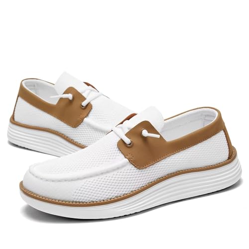 Image of Mens Boat Shoes Casual Loafers Slip On Walking Dress Sneakers Mesh Business Oxfords Work Lightweight Soft Sole