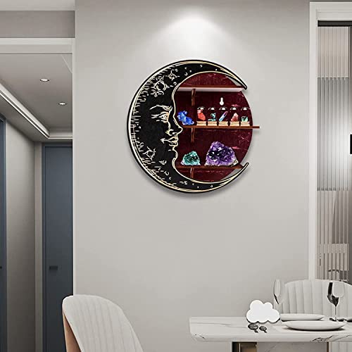 Aishangjia Antique Wall-Mounted Crystal Display Moon Stand, Crystal Display Stand, Wall Decoration Wooden Stand, Bedroom Kitchen Essential Oil Shelf (Purple) #TOP5