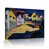 村の風景キャンバスプリントムルナウ、ブルクグラーベンシュトラーセ1表現主義ウォールアートリビング廊下オフィスホームデコレーション有名な絵画レプリカ50x65cmインナーフレーム