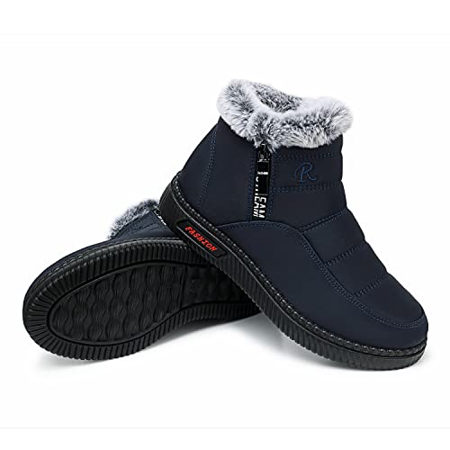 TEMOFON Women Winter Snow Boots: Warm Ankle Waterproof Booties Zipper Walking Outdoor Fur Lined Shoes for Women Size 7