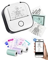 Mini Drucker für Smartphone - Aufkleber Drucker T02 Tragbarer Minidrucker Tintenloser Print Pods Bluetooth Taschendrucker Telefondrucker für Studiengrafiken, Anatomische Diagramme, Fotos, Journal