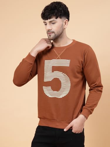 Image of Rigo Fleece Printed Round Neck Sweatshirt for Men | Full Sleeves Sweatshirt for Men | Casual Wear & Stylish Sweatshirts for Men