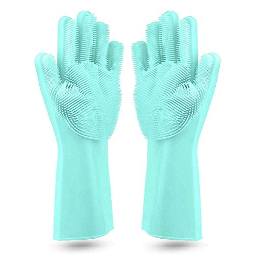 ZZ ZONEX Magic Silicone Cleaning Hand Gloves for Kitchen Dishwashing and Pet Grooming, Washing Dish, Car, Bathroom (Multicolour) pack of 1 pair