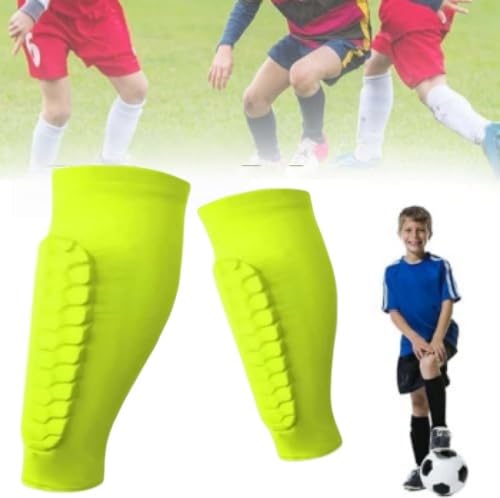 Shin Defender Kids,2pc Shin Pads Boys,Football Shin Guards Pads, Honeycomb Compression Shin Pad Sleeves,Lightweight Breathable With Superior Impact Absorption, Protective For Youth Adult (Green, XL)