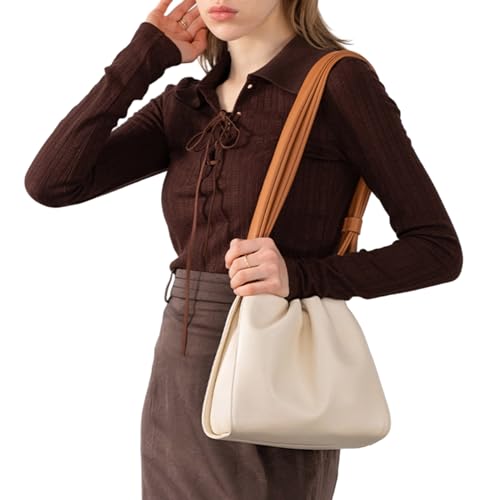 Trendige, strukturierte weiche PU-Umhängetasche, große Kapazität, Schultertasche, trendiger Knoten für Damen, Lazy Knot, weiß, One Size