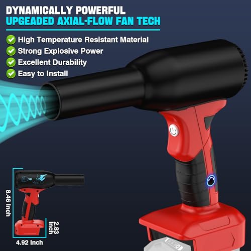 Upgrate Jet Dry Gebläse für Einhell 18V Batterie, 400G Winddruck, High Power 500W, Akku Druckluftstauber ersetzen Druckluftkanne, Jet Fan für Auto trocken, Tastatur Computer Reinigung, Luftbett