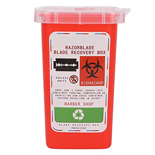 Sharps Disposal Container, Disposal Blade Container Barbershop Hair Salon Shaving Knife Blade Disposal Collect Box(Red)