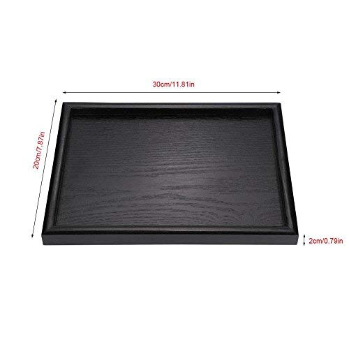 Bandeja de Servicio de Madera, Haofy Bandeja para Servir Rectangular, Vintage Bandeja de Té Negro para Café Aperitivos… - Imagen 8