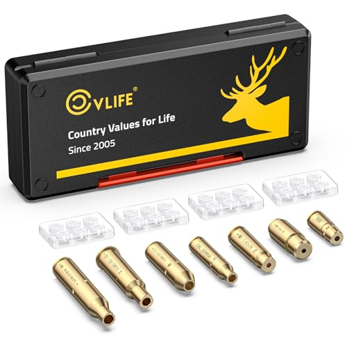CVLIFE Bore Sight Laser for Cal.223/5.56MM/9MM/7.62X39MM/30-30/30-06/.243/308/.45acp Caliber for Scope Brass Bore Sighter Kit for Hunting with Batteries (Specific Chamber Type)