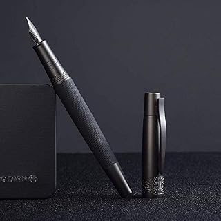 Hongdian 6013 Matte Black Fountain Pen Black Extra Fine Nib with Metal Gift Box Set