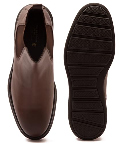 Image of Thomas Crick Men's Genuine Leather Chelsea Boots - Lightweight Sporty EVA Sole with Ortho Comfort Footbed, Slip-On Elastic Side Panels & Modern All-Day Traction