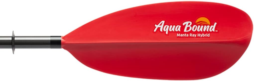 AQUA BOUND Manta Ray Hybrid 2-Piece Posi-Lok Kayak Paddle - Carbon Shaft, Fiberglass-Reinforced Nylon Blades with Dihedral Design, Adjustable Offset, High-Angle Performance