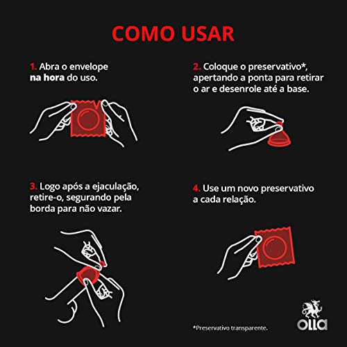 Olla Preservativo Lubrificado, Morango, 3 unidades