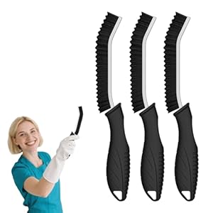 Cleangor Fugenbürste mit Zahnborsten, Hartborsten Ecken Reinigungsbürste, Crevice Cleaning Brush für Bad Fliesen Dusche Küche Toilette | Schmales Design für Ritzen & Fuge (3, SCHWARZ)