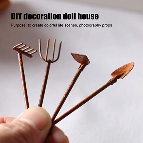 Dilwe Puppenhaus-Landwirtschaftswerkzeuge, Puppenhaus-Miniatur-Schaufelhacke und Heugabel für Gartenlandschaft(4… – Bild 3
