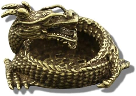 BAIKANIAOレトロ真鍮クリエイティブ干支ドラゴン像リビングルームオフィスコイルドラゴン灰皿ティーペットオーナメント。